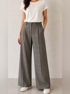 AE Plaid Wide-Leg Trousers